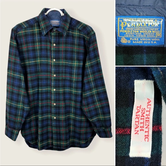 Pendleton Other - Vintage Pendleton USA Smith Tartan Plaid Virgin Wool Flannel Lodge Shirt Men’s M
